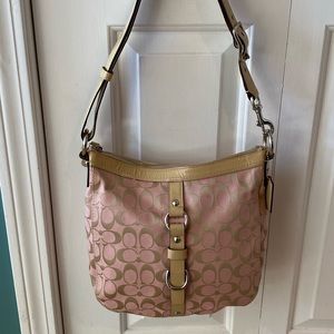 Used Coach Chelsea Signature Light Pink Canvas Shoulder Bag